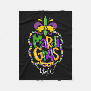 Its Mardi Gras Yall Funny Mardi Gras Party Mask Co Fleece Blanket