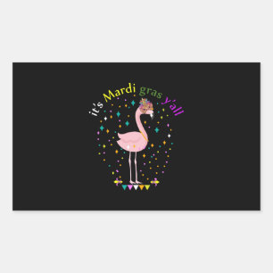 Its Mardi Gras Yall Funny Mask Flamingo Lover Rectangular Sticker