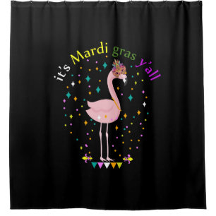 Its Mardi Gras Yall Funny Mask Flamingo Lover Shower Curtain