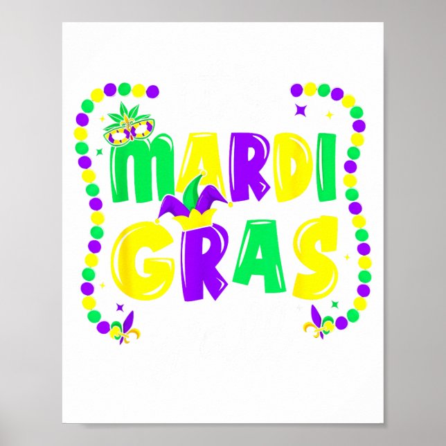 Its Mardi Gras Yall Party Illustration Poster (Front)