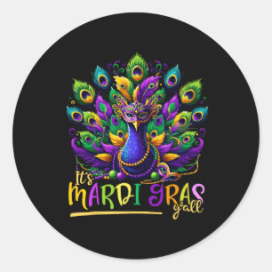 Its Mardi Gras Y'all Pea Costume Kids Women Mardi Classic Round Sticker
