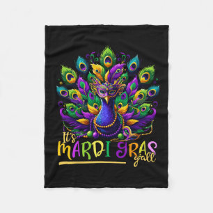 Its Mardi Gras Y'all Pea Costume Kids Women Mardi  Fleece Blanket