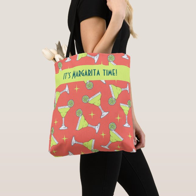 It's Margarita Time Retro Miami Cocktails Tote Bag (Close Up)