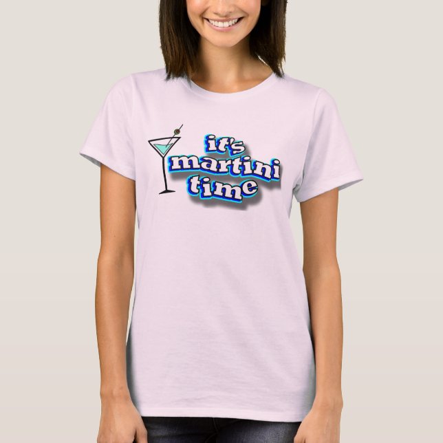 It's Martini Time Ladies Pink Spaghetti Strap Top (Front)