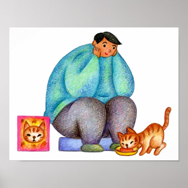 It's mealtime for my beloved cat. poster (Front)