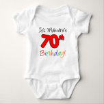 It's Memere's 70th Birthday Baby Bodysuit<br><div class="desc">It's Memere's 70th Birthday cute design. A great design for a grandson or granddaughter to wear when their French grandmother turns seventy. Let a boy or girl celebrate a French grandma's 70th birthday with this cute design. Great for a 70th milestone party.</div>