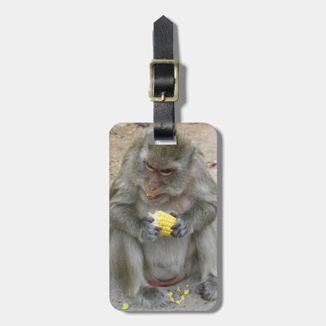 It's Mine!! ... Wild Thai Macaque Monkey Luggage Tag (Front Vertical)