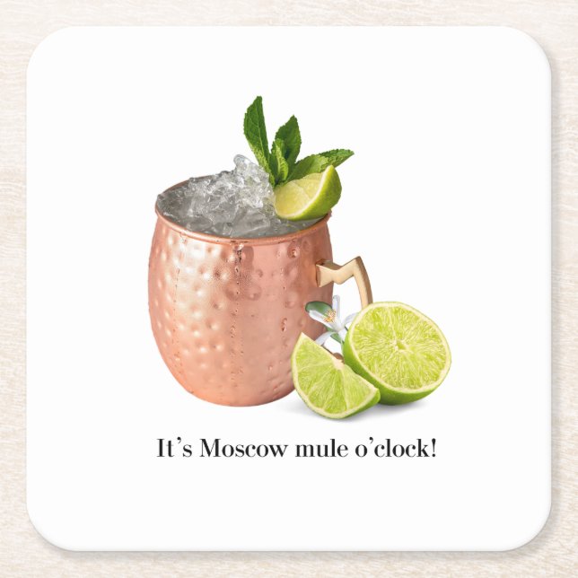 It's Moscow Mule O'clock! Square Paper Coaster (Front)