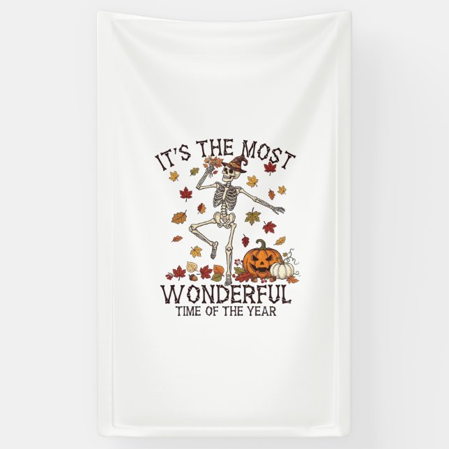 Its Most Wonderful Dancing Skeleton Halloween Witc Banner (Vertical)