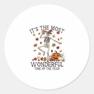 Its Most Wonderful Dancing Skeleton Halloween Witc Classic Round Sticker