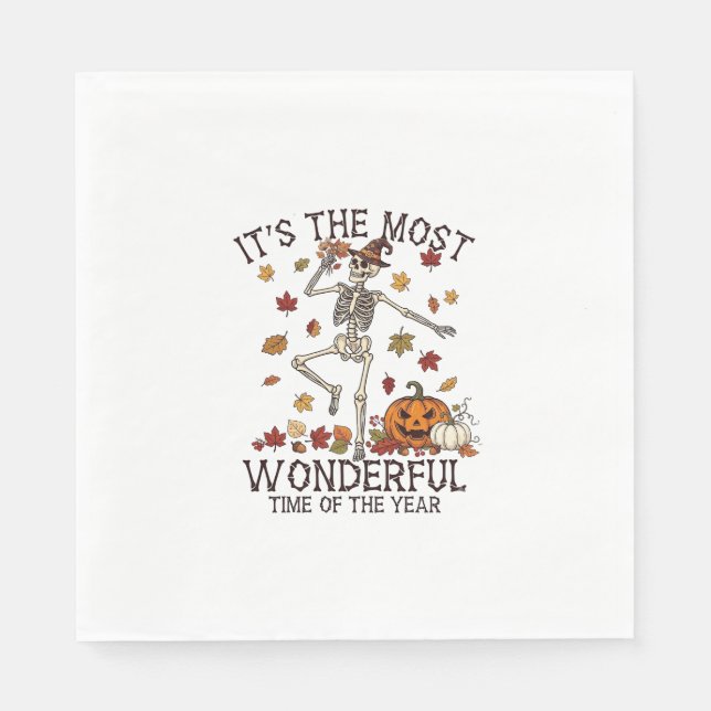 Its Most Wonderful Dancing Skeleton Halloween Witc Napkin (Front)