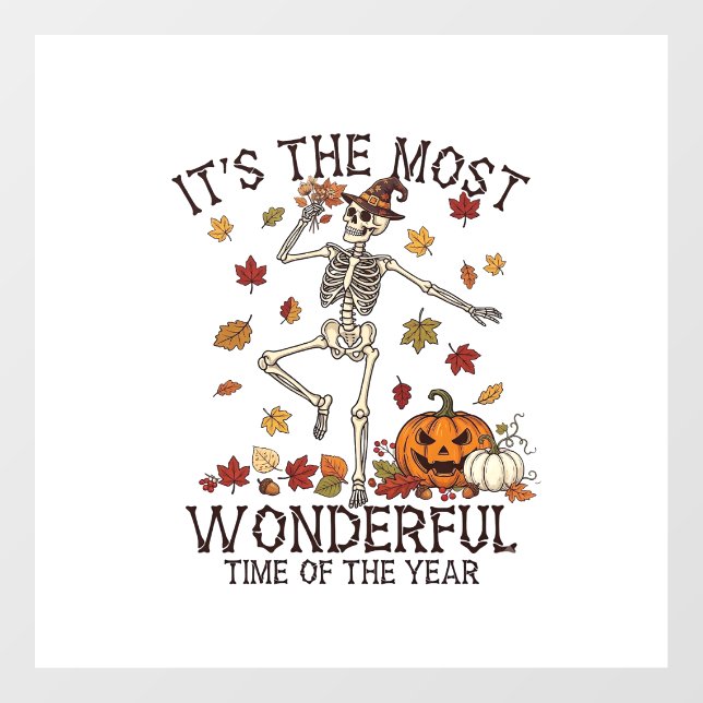 Its Most Wonderful Dancing Skeleton Halloween Witc Window Cling (Sheet)