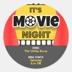 It's Movie Night Classic Round Sticker