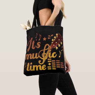 It's Music Time, Gold Guitar Musical Tote Bag