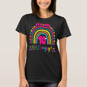 It's My 10th Birth Yay Birthday Boho Rainbow 10 Yr T-Shirt