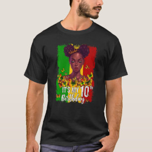 It's My 10th Birthday 10 Years Old Black Melanin W T-Shirt