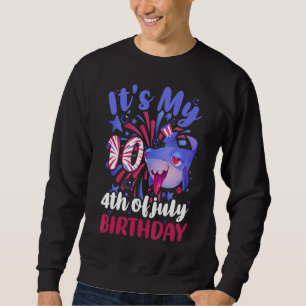 It's My 10th Birthday 4th Of July Family Shark Ki Sweatshirt