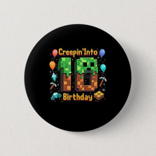 It's My 10th Birthday Boy Gamer Creepin’ Into 10 G 6 Cm Round Badge