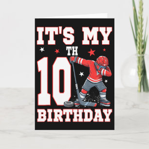 It's My 10th Birthday Boy Ice Hockey Dabbing 10 Ye Card
