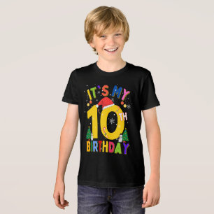 It's My 10th Birthday Christmas 10 Birthday Xmas Tri-Blend Shirt