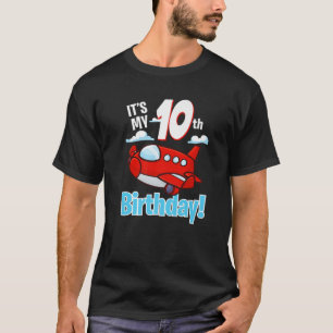 It's My 10Th Birthday Cute Aeroplane Toy Aircraft  T-Shirt