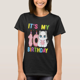 It's My 10th Birthday Girl 10 Year Old Ragdoll Cat T-Shirt