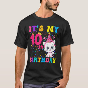 It's My 10th Birthday Girl Cat Birthday 7 Years Ol T-Shirt