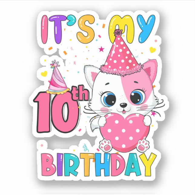 It'S My 10Th Birthday Girl Funny Cat (Front)