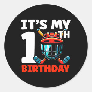 It's My 10th Birthday Hockey Player 10 Years Old K Classic Round Sticker