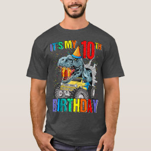 It's My 10th Birthday Monster Truck Dinosaur Boys T-Shirt