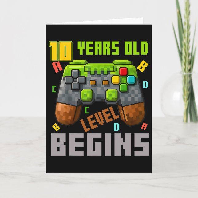 It's My 10th Birthday Pixel Gaming Controller 10 Y Card (Front)