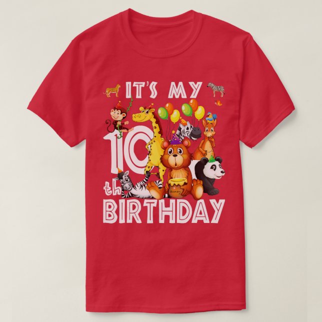 Its My 10th Birthday Safari Jungle Animals Lovers  T-Shirt (Design Front)