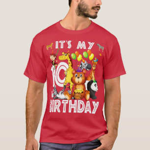 Its My 10th Birthday Safari Jungle Animals Lovers  T-Shirt