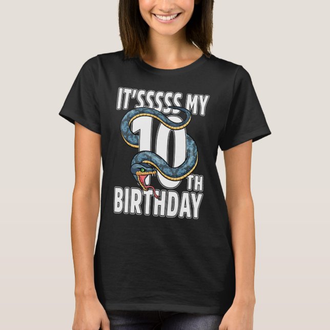 It's My 10th Birthday Snake 10 Years Old Birthday  T-Shirt (Front)