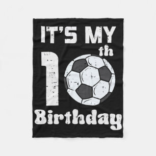 Its My 10th Birthday Soccer 10 Years Old Bday Foot Fleece Blanket