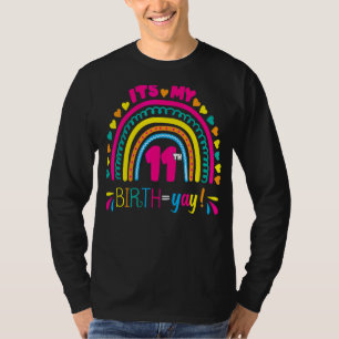 It's My 11th Birth Yay Birthday Boho Rainbow 11 Yr T-Shirt