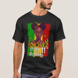 It's My 11th Birthday 11 Years Old Black Melanin W T-Shirt