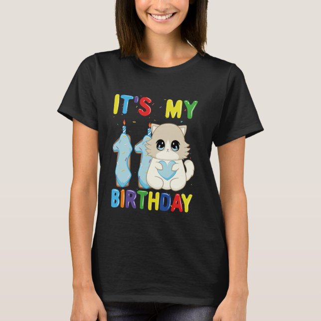 It's My 11th Birthday Boy 11 Year Old Ragdoll Cat T-Shirt (Front)