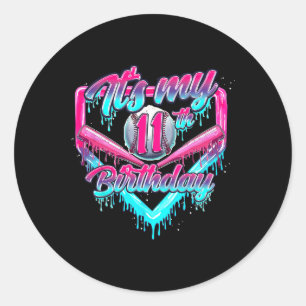 It's My 11th Birthday Boy Bysebyll Drip 11 Year Ol Classic Round Sticker