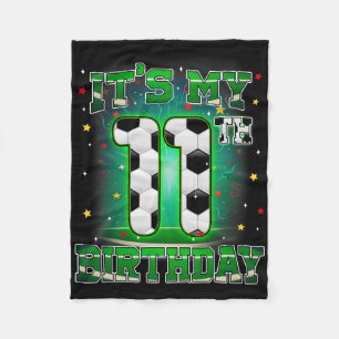 Its My 11th Birthday Boy Soccer 11 Years Old Party Fleece Blanket
