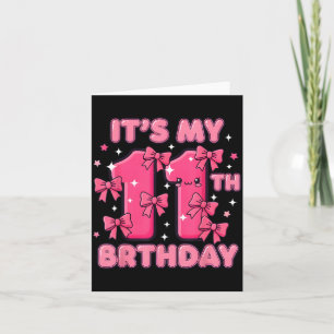 It's My 11th Birthday Coquette Bow Girl Cute 11 Ye Card