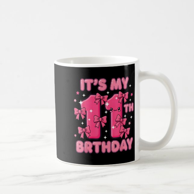 It's My 11th Birthday Coquette Bow Girl Cute 11 Ye Coffee Mug (Right)