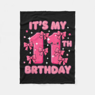 It's My 11th Birthday Coquette Bow Girl Cute 11 Ye Fleece Blanket
