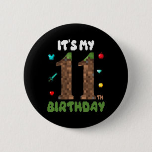 Its My 11th Birthday Funny 11 Yrs Old Video Gamer 6 Cm Round Badge