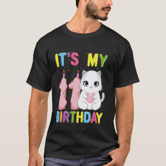 It's My 11th Birthday Girl 11 Year Old Ragdoll Cat T-Shirt