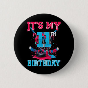 It's My 11th Birthday Hockey 11 Year Old Ice Cream 6 Cm Round Badge
