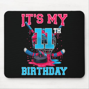 It's My 11th Birthday Hockey 11 Year Old Ice Cream Mouse Mat