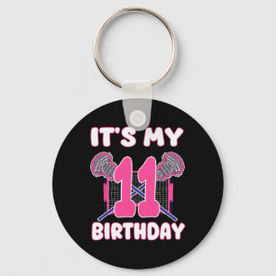 It's My 11th Birthday Lacrosse Themed Party 11 Yea Key Ring