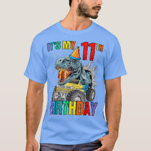It's My 11th Birthday Monster Truck Dinosaur Boys T-Shirt