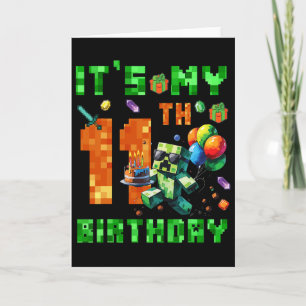 It's My 11th Birthday Pixel Number Video Game Game Card